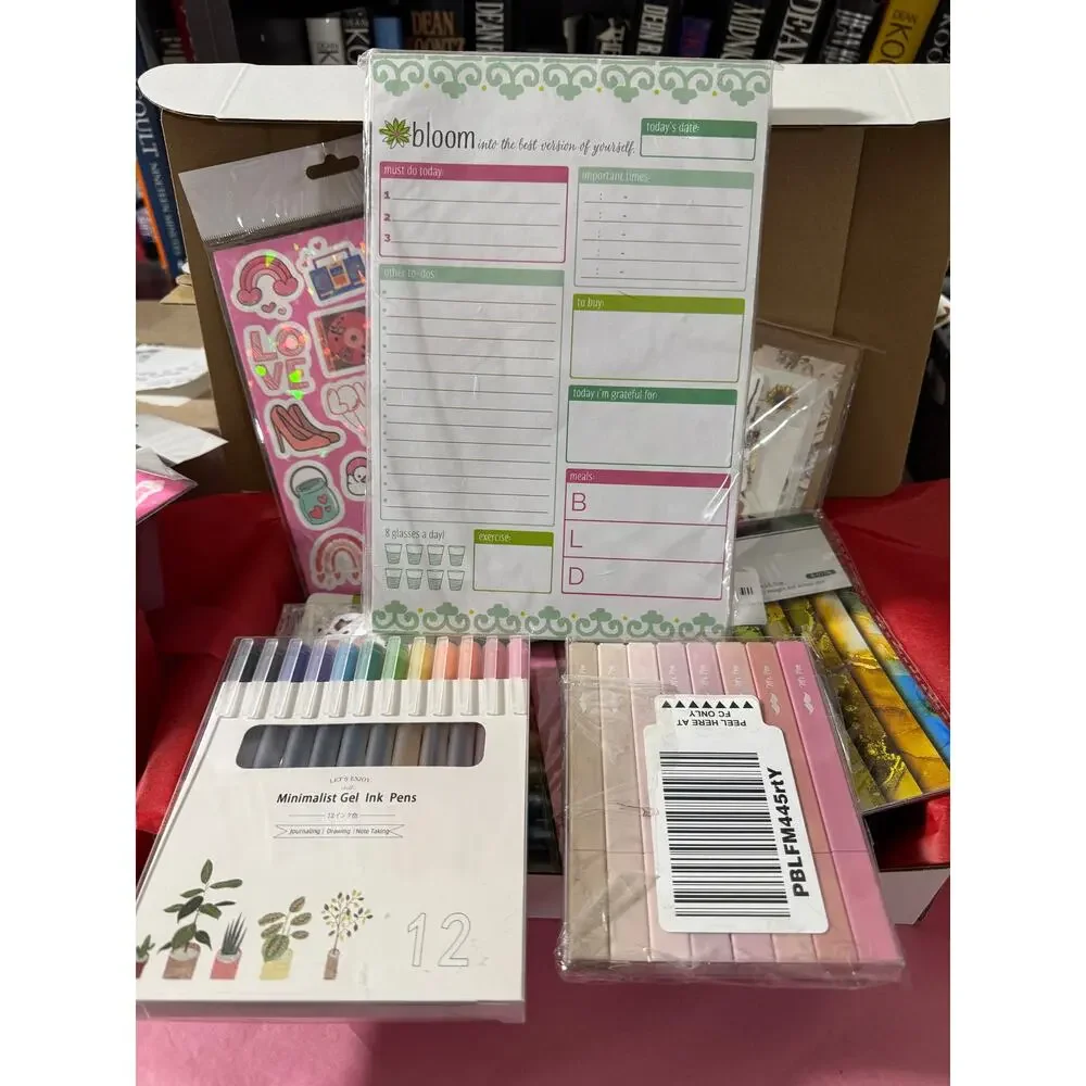MYSTERY BOX! 5 Unique Items - NEW Pens Stationary Bookmark Post-its Journals